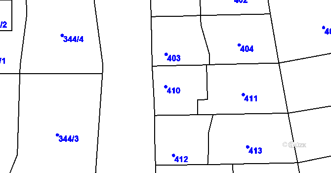 Parcela st. 410 v KÚ Droždín, Katastrální mapa