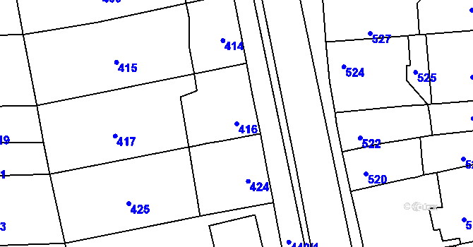 Parcela st. 416 v KÚ Droždín, Katastrální mapa