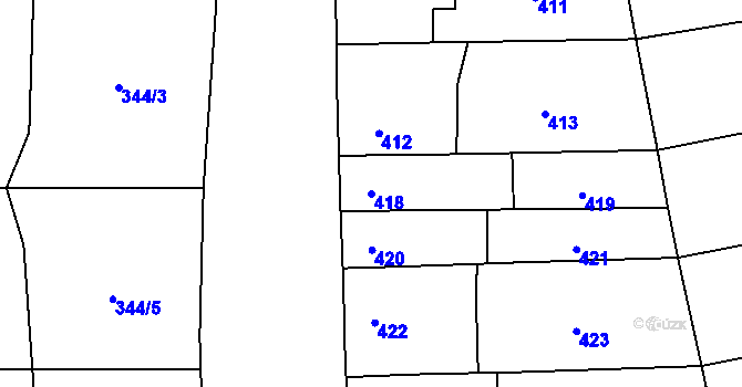 Parcela st. 418 v KÚ Droždín, Katastrální mapa