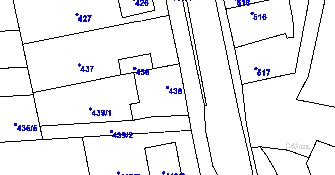 Parcela st. 438 v KÚ Droždín, Katastrální mapa
