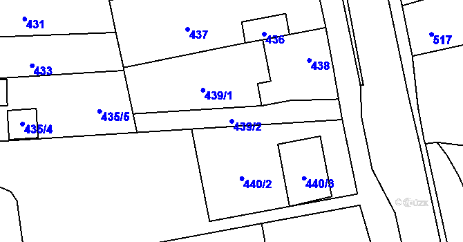 Parcela st. 439/2 v KÚ Droždín, Katastrální mapa
