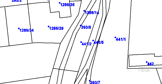 Parcela st. 441/2 v KÚ Droždín, Katastrální mapa