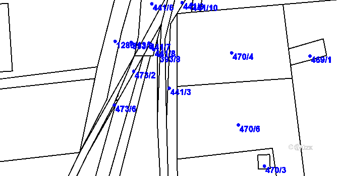 Parcela st. 441/3 v KÚ Droždín, Katastrální mapa