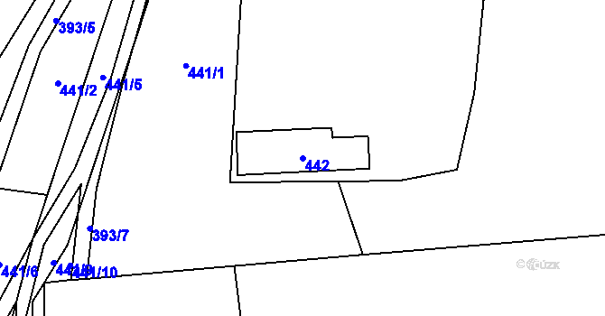 Parcela st. 442 v KÚ Droždín, Katastrální mapa