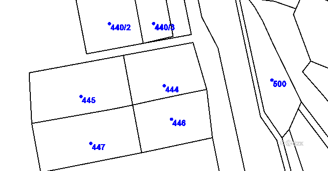 Parcela st. 444 v KÚ Droždín, Katastrální mapa