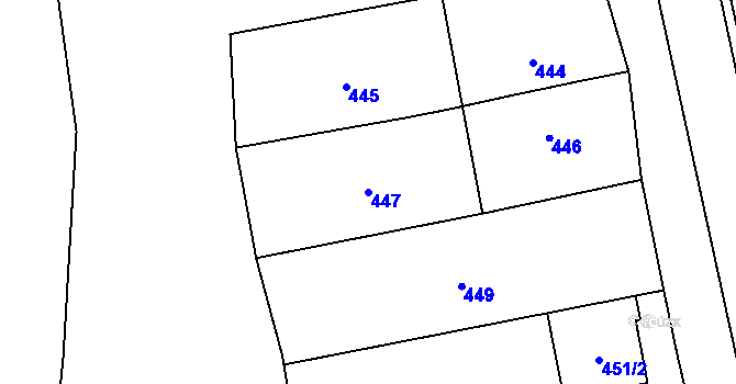 Parcela st. 447 v KÚ Droždín, Katastrální mapa