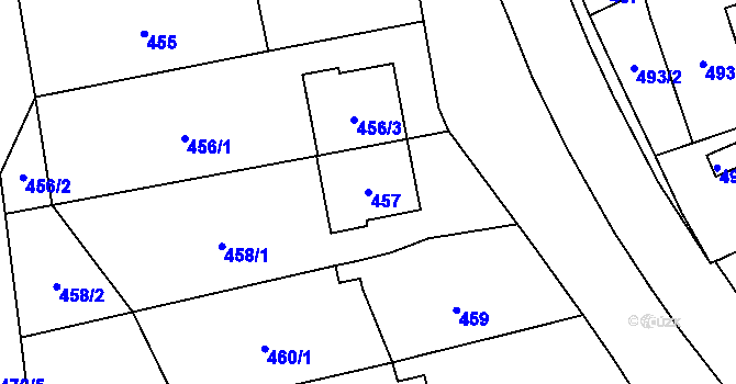 Parcela st. 457 v KÚ Droždín, Katastrální mapa