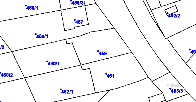 Parcela st. 459 v KÚ Droždín, Katastrální mapa