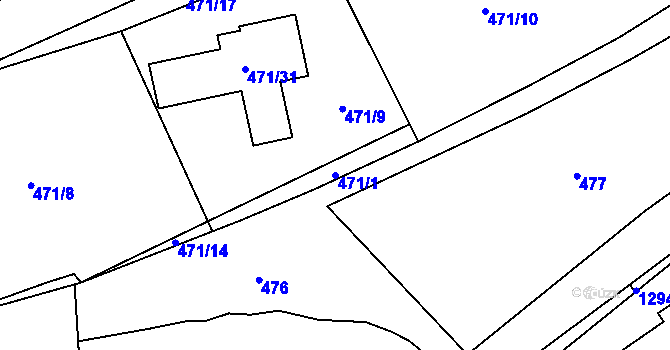 Parcela st. 471/1 v KÚ Droždín, Katastrální mapa
