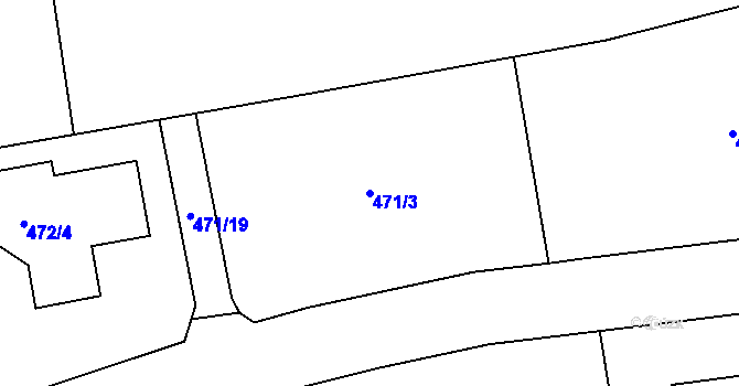Parcela st. 471/3 v KÚ Droždín, Katastrální mapa