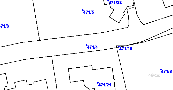 Parcela st. 471/4 v KÚ Droždín, Katastrální mapa