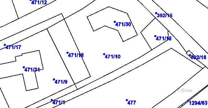 Parcela st. 471/10 v KÚ Droždín, Katastrální mapa
