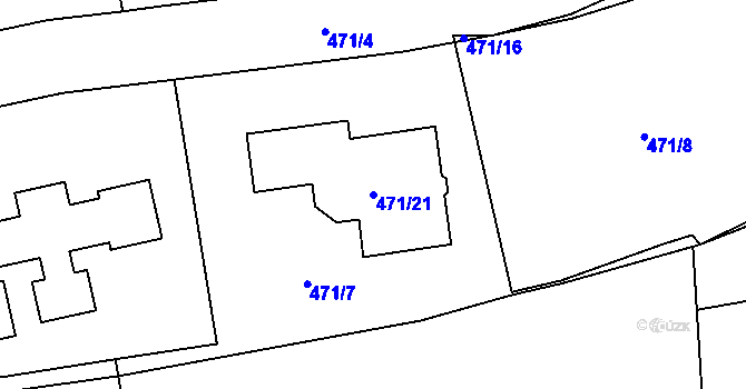 Parcela st. 471/21 v KÚ Droždín, Katastrální mapa