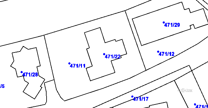 Parcela st. 471/22 v KÚ Droždín, Katastrální mapa