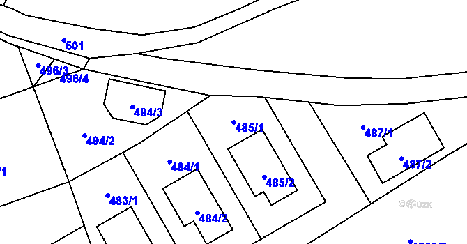 Parcela st. 485/1 v KÚ Droždín, Katastrální mapa