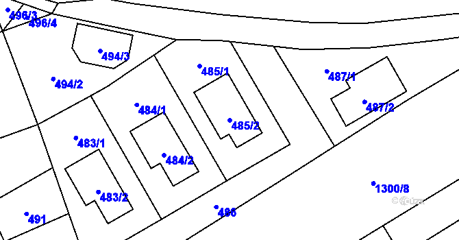 Parcela st. 485/2 v KÚ Droždín, Katastrální mapa