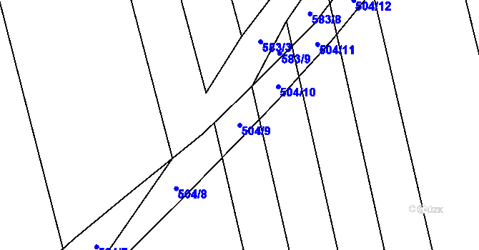 Parcela st. 504/9 v KÚ Droždín, Katastrální mapa