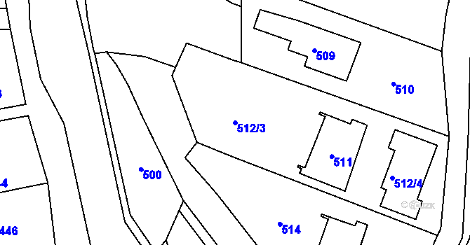 Parcela st. 512/3 v KÚ Droždín, Katastrální mapa