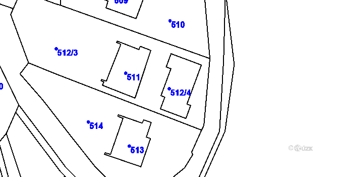 Parcela st. 512/4 v KÚ Droždín, Katastrální mapa