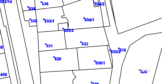 Parcela st. 532 v KÚ Droždín, Katastrální mapa