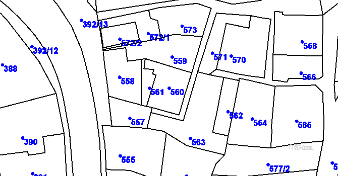 Parcela st. 560 v KÚ Droždín, Katastrální mapa