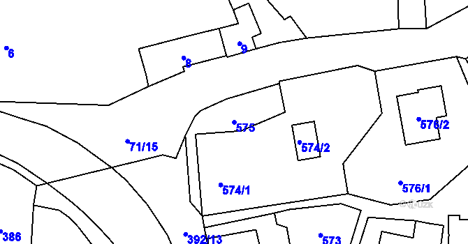 Parcela st. 575 v KÚ Droždín, Katastrální mapa