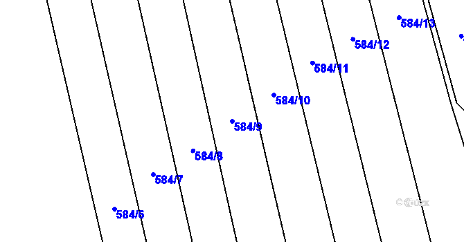 Parcela st. 584/9 v KÚ Droždín, Katastrální mapa
