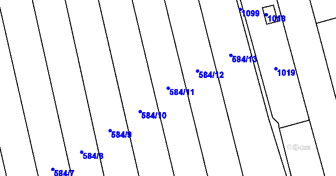 Parcela st. 584/11 v KÚ Droždín, Katastrální mapa