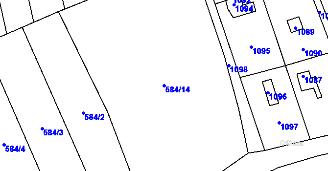 Parcela st. 584/14 v KÚ Droždín, Katastrální mapa