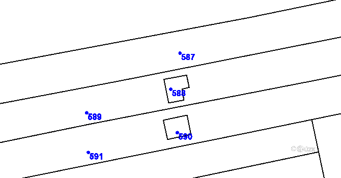 Parcela st. 588 v KÚ Droždín, Katastrální mapa