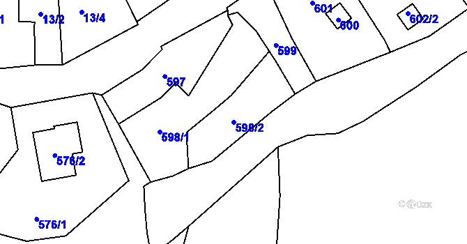 Parcela st. 598/2 v KÚ Droždín, Katastrální mapa
