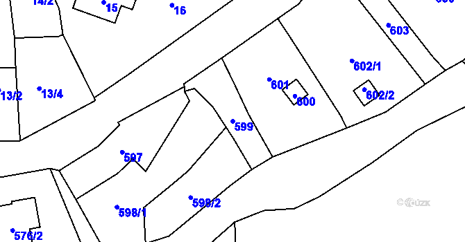 Parcela st. 599 v KÚ Droždín, Katastrální mapa