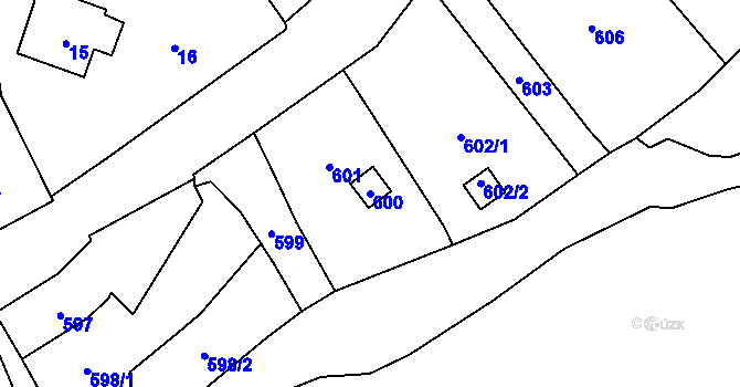 Parcela st. 600 v KÚ Droždín, Katastrální mapa