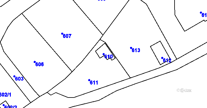 Parcela st. 610 v KÚ Droždín, Katastrální mapa