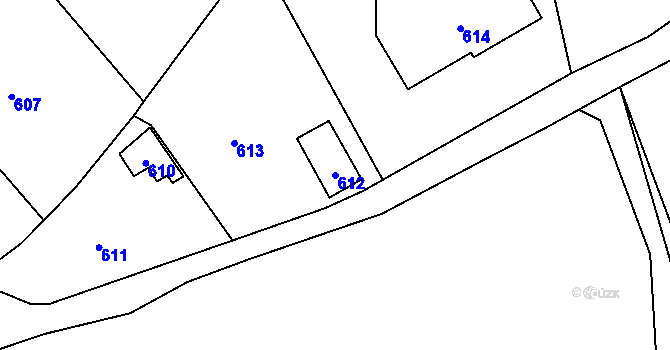Parcela st. 612 v KÚ Droždín, Katastrální mapa