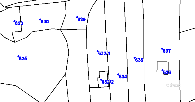 Parcela st. 632/1 v KÚ Droždín, Katastrální mapa