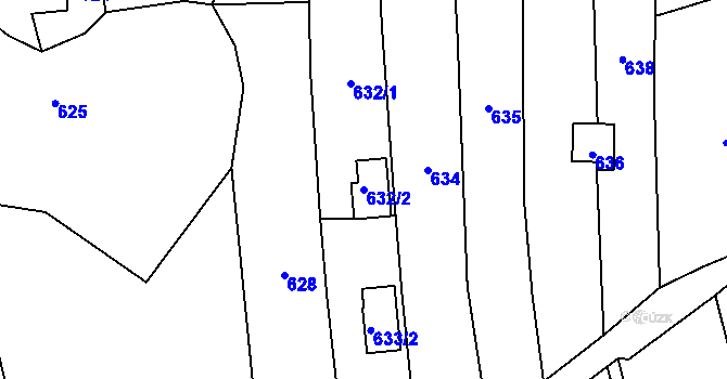 Parcela st. 632/2 v KÚ Droždín, Katastrální mapa