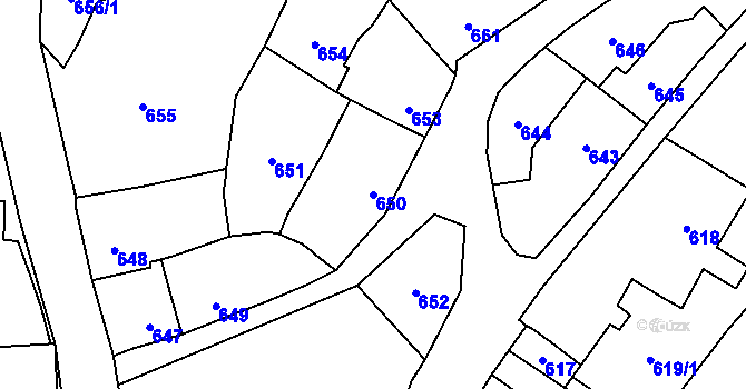 Parcela st. 650 v KÚ Droždín, Katastrální mapa