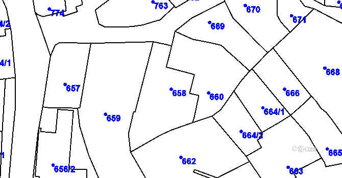 Parcela st. 658 v KÚ Droždín, Katastrální mapa