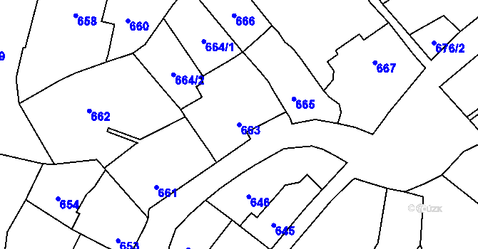 Parcela st. 663 v KÚ Droždín, Katastrální mapa