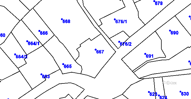 Parcela st. 667 v KÚ Droždín, Katastrální mapa