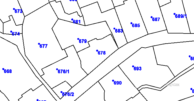 Parcela st. 678 v KÚ Droždín, Katastrální mapa