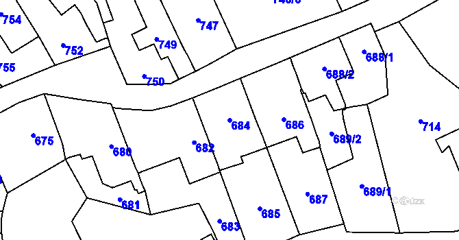 Parcela st. 684 v KÚ Droždín, Katastrální mapa