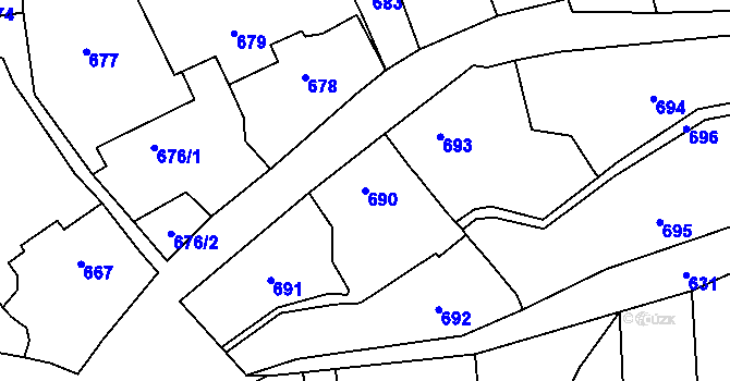 Parcela st. 690 v KÚ Droždín, Katastrální mapa