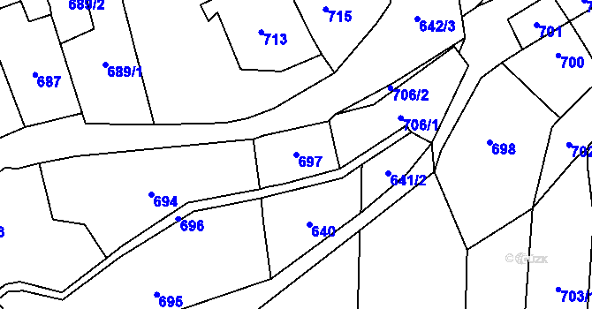 Parcela st. 697 v KÚ Droždín, Katastrální mapa