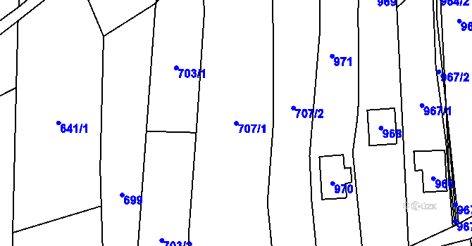 Parcela st. 707/1 v KÚ Droždín, Katastrální mapa