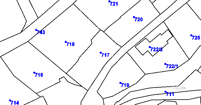 Parcela st. 717 v KÚ Droždín, Katastrální mapa