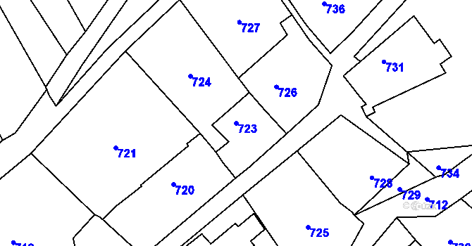 Parcela st. 723 v KÚ Droždín, Katastrální mapa