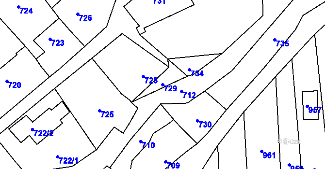 Parcela st. 729 v KÚ Droždín, Katastrální mapa