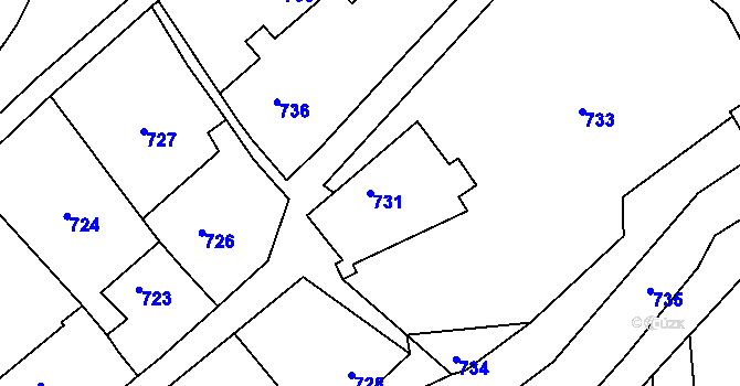 Parcela st. 731 v KÚ Droždín, Katastrální mapa